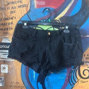 Angel Kiss Black Jean Shorts Modern Style